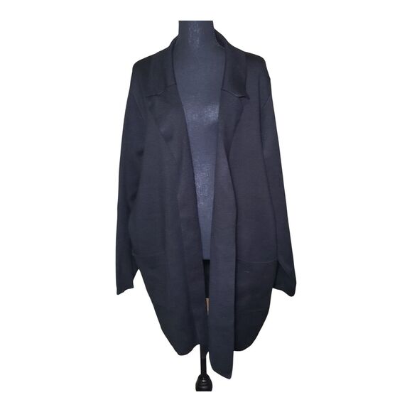 NWT Sioni Black Cardigan Sweater Women's Size 2X Heavy Weight Tight Knit Classic - Picture 3 of 6